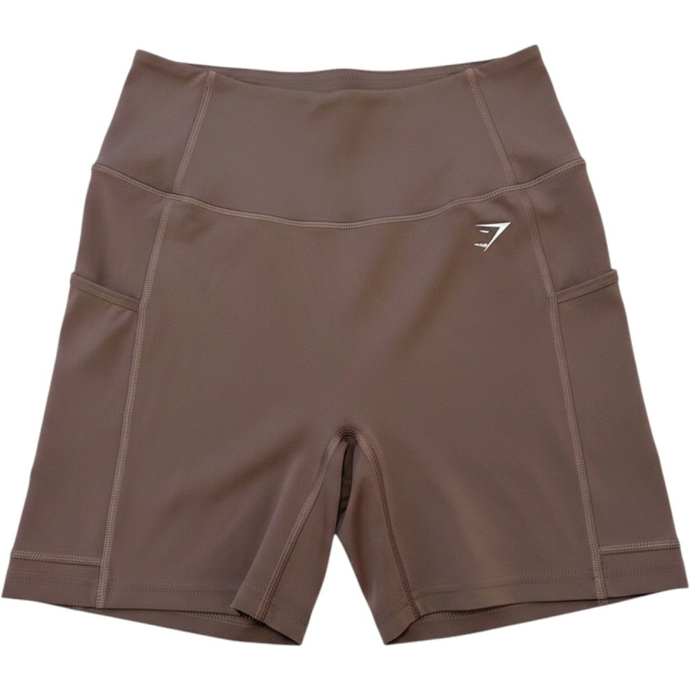 Gymshark Training Biker Shorts Women Small Brown High Waisted Pockets B4A8W